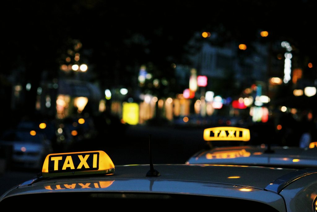 Taxis at night