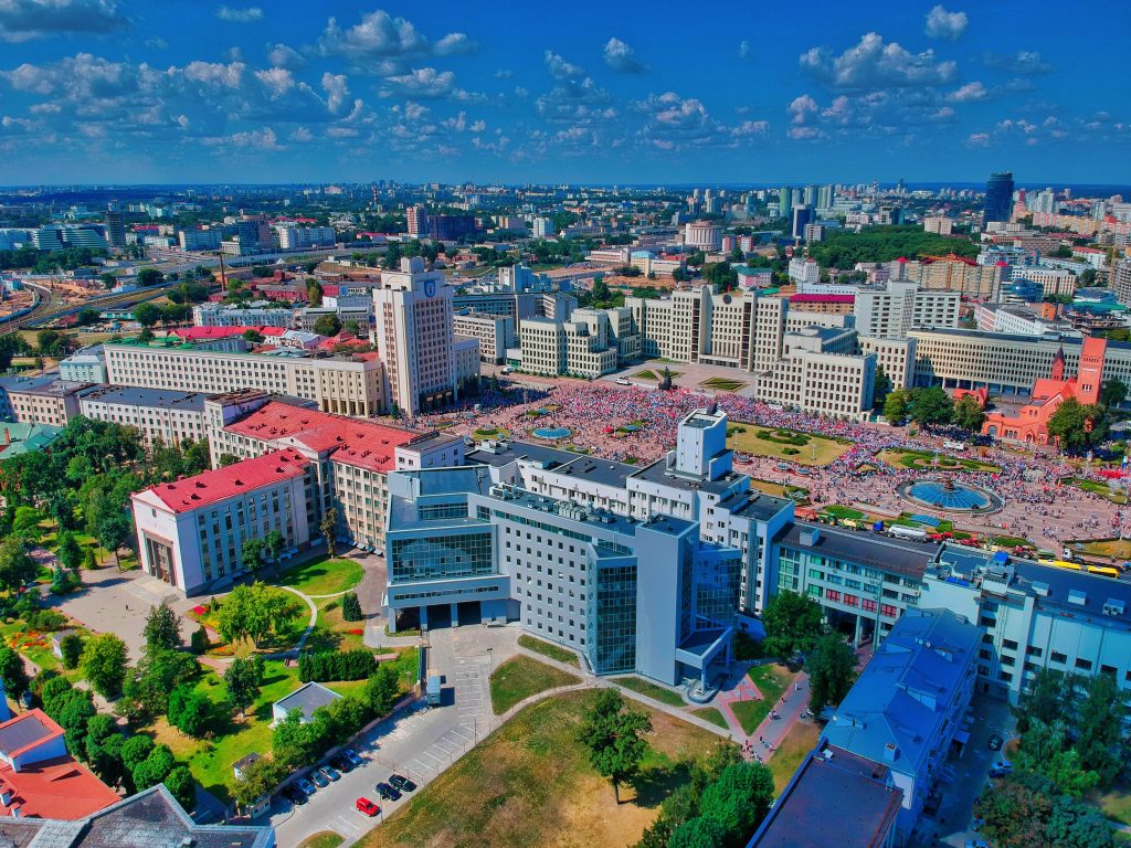 An aerial view of Minsk, Belarus