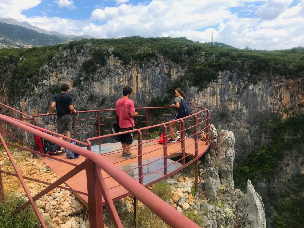 Gjipe beach viewpoint overlooking the canyon